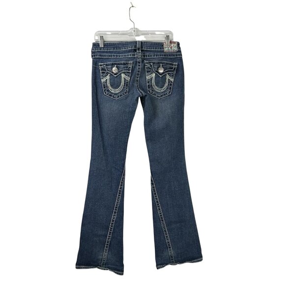 Vintage True Religion Rainbow Joey Jeans Womens 28 Low Rise Flare USA Distressed - Picture 2 of 16